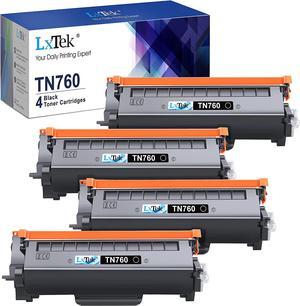 LxTek Compatible Toner Cartridge Replacement  TN760 TN 760 TN730 TN 730 to Compatible with MFC-L2710DW HL-L2350DW HL-L2370DWXL MFC-L2750DW HL-L2395DW MFC-L2690DW Tray (Black, 4 Pack)