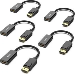 DisplayPort to HDMI Adapter 5 Pack DP Display Port to HDMI Converter Male to Female Gold-Plated Cord Compatible for Lenovo Dell HP and Other Brand DisplayPort to HDMI Adapter 5 Pack DP Display Port to HDMI Converter Male to Female Gold-Plated Cord Compatible for Lenovo Dell HP and Other Brand