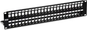 TRENDnet 48-Port Blank Keystone Shielded 2U HD Patch Panel, TC-KP48S, 2U 19 Metal Rackmount Housing, Network Management Panel, Recommended with TC-K06C6A Cat6A Keystone Jacks (Sold Separately)