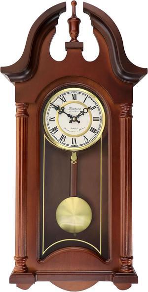 Bedford Clock Collection Redwood Tambour Mantel Clock with Chimes