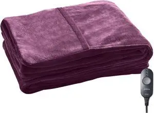 Sunbeam Microplush Heated Throw with Foot Pocket in Winter Bloom