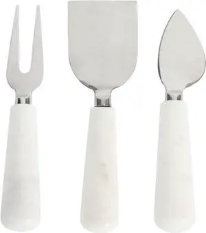 Laurie Gates California Designs Marble and Stainless Steel 3 Piece Cheese Knife Set in White