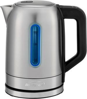 Brentwood 1.7L Tempered Glass Tea Kettle in White 