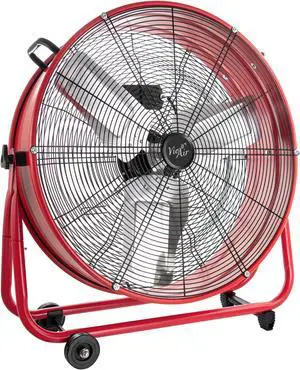 Vie Air 24 Inch Commercial Floor Drum Fan in Red