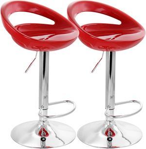 Elama 2 Piece Retro Adjustable Bar Stool in Red with Chrome Base