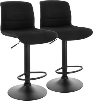 Elama 2 Piece Adjustable Fabric Bar Stool in Gray with Black Base