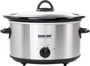 Better Chef 4 Quart Oval Slow Cooker with Removable Stoneware Crock in Stainless Steel