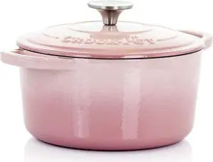Crock-Pot Artisan 2 Piece 3 Quarts Enamled Cast Iron Dutch Oven in Blush Pink