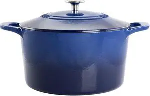 Martha Stewart 7 Quart Enameled Cast Iron Dutch Oven with Lid in Blue Ombre