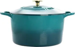 Martha Stewart 7 Quart Enameled Cast Iron Dutch Oven with Lid in Emerald Ombre