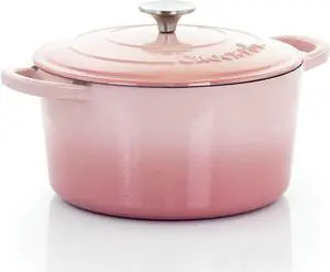 Crock-Pot Artisan 2 Piece 5 Quarts Enamled Cast Iron Dutch Oven in Blush Pink
