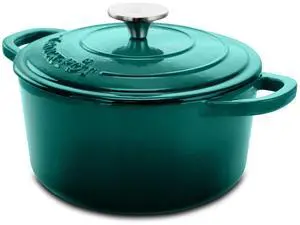 Crock-pot Artisan 3 Quart Enameled Cast Iron Casserole with Lid in Gradient Teal