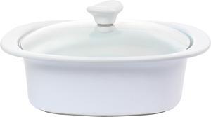 Gibson Elite Gracious Dining 1.9 Quart Stoneware Casserole in White with Glass Lid
