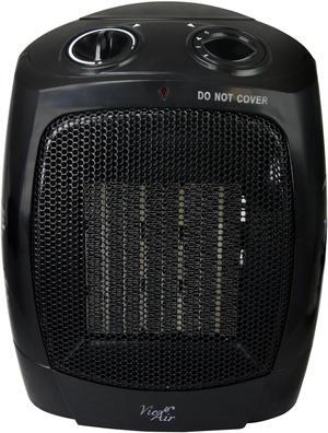 Vie Air 1500W Portable 2-Settings Office Black Ceramic Heater with Adjustable Thermostat