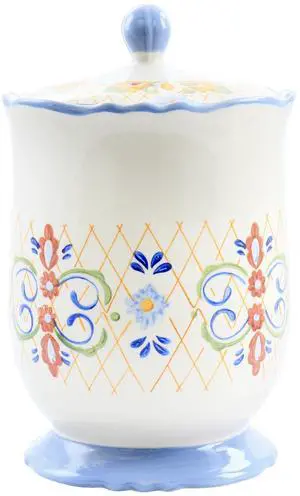 Laurie Gates California Designs Tierra 2.7 Quarts Hand Painted Stoneware Canister with Lid