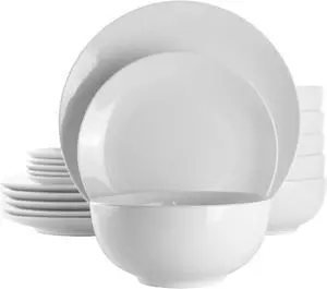Elama Luna 18 Piece Porcelain Dinnerware Set in White
