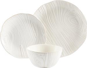 Martha Stewart Faux Bois 12 Piece Stoneware Dinnerware Set in White