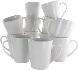 Elama Holt 12 Piece 10 Ounce Porcelain Mug Set in White