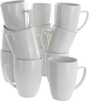 Elama Riley 12 Piece 12 Ounce Porcelain Mug Set in White