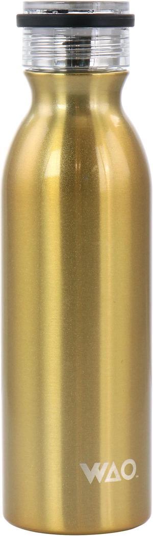 WAO 20 Ounce Stainless Steel Insulated Thermal Bottle with Lid in Dark Gold