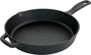 Oster Castaway 12 Inch Cast Iron Round Frying Pan with Dual Spouts