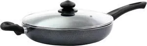 Oster Pallermo 3.5 Quart Aluminum Nonstick Saute Pan in Charcoal with Lid