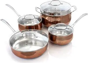 Oster Carabello 9 Piece Stainless Steel Cookware Combo Set in Copper