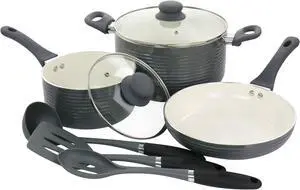Oster Ridge Valley 8 Piece Aluminum Nonstick Cookware Set in Grey