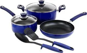 Oster 7 Piece Non Stick Aluminum Cookware Set in Blue