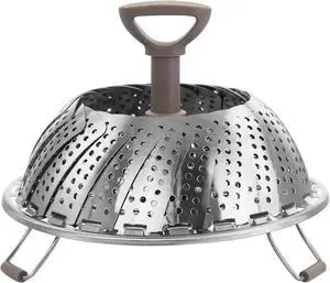Martha Stewart Stainless Steel Folding Steamer Insert with Handle in Taupe
