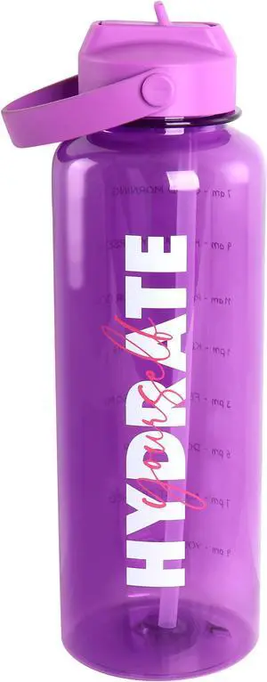 Gibson Home Brever 50oz Hydrate Yourself Hourly Motivation Water Bottle in Purple Gibson Home Brever 50oz Hydrate Yourself Hourly Motivation Water Bottle in Purple