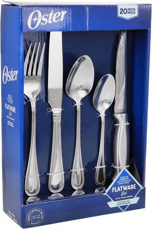Oster 20 Piece Stainless Steel Flatware and Steak Knife Set
