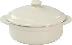 Martha Stewart Stoneware Round Mini Casserole with Lid in Beige