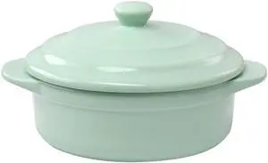 Martha Stewart Stoneware Round Mini Casserole with Lid in Mint