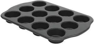 Oster Teston Platinum Collection 12-Cup Nonstick Carbon Steel Muffin Pan in Matte Black