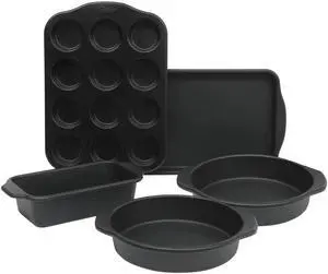 Oster Teston Platinum Collection 5 Piece Nonstick Carbon Steel Bakeware Set in Matte Black