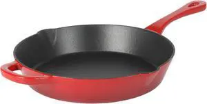 Crock-Pot Artisan 12 Inch Enameled Cast Iron Round Skillet in Gradient Red