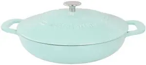 Martha Stewart 3.5 Quart Enameled Cast Iron Braiser in Blue with Self Basting Lid
