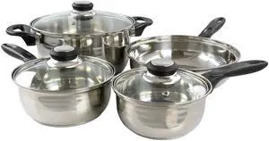 Gibson Home Lybra 7 Piece Two Tone Polished Stainless Steel Cookware Set