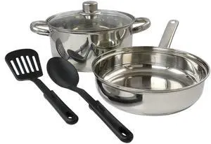 Gibson Home 5 Piece Mirror Polish Stainless Steel Cookware Set