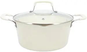 Martha Stewart Heathland 4.4 Quart Aluminum Ceramic Nonstick Dutch Oven with Lid in Linen Martha Stewart Heathland 4.4 Quart Aluminum Ceramic Nonstick Dutch Oven with Lid in Linen