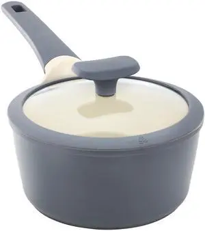 Oster Rooney 2 Quart Ceramic Nonstick Aluminum Saucepan in Gray with Lid