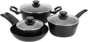 Oster Connelly 7 Piece Textured Nonstick Aluminum Cookware Set in Black