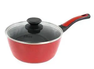 Oster Claybon 2.2 Quart Nonstick Saucepan With Lid in Speckled Red
