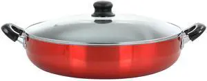 Better Chef 12 Inch Red Aluminum Deep Fryer Pan with Glass Lid