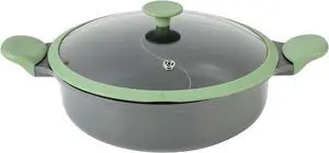 Kenmore Theodore 6.5 Quart Nonstick Cast Aluminum Divided Hot Pot Pan with Lid