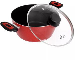 Oster Claybon 4.3 Quart Dutch Oven With Lid in Speckled Red