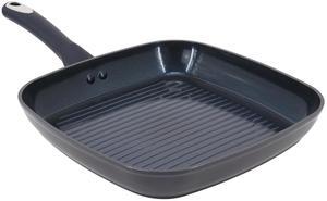Oster Hawke 11 Inch Square Ceramic Nonstick Aluminum Grill Pan in Dark Blue
