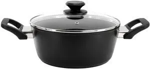 Oster Connelly 4 Quart Textured Nonstick Aluminum Dutch Oven with Lid in Black