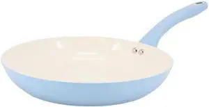 Martha Stewart Everyday Rexford 12 Inch Ceramic Nonstick Aluminum Frying Pan in Soft Blue